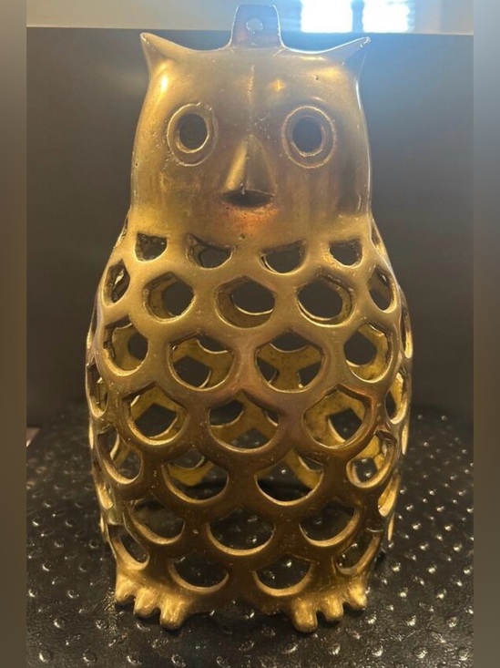Unknown Other - Brass Owl Lantern or Candle Holder